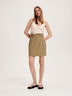 Reserved Bavlnene mini skirt Hnedožltý | 26071ERKN
