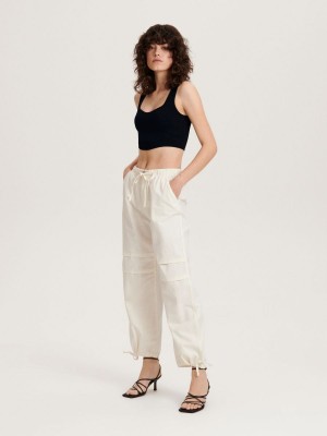 Reserved Bavlnene rich trousers Ivory | 91352EKCV