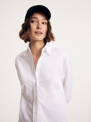Reserved Bavlnene shirt Biele | 06381JLQA
