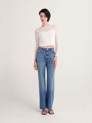 Reserved Blouse with transparent sleeves Biele | 24150YNME