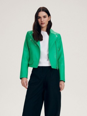 Reserved Faux leather biker jacket Zelene | 89643BZCP