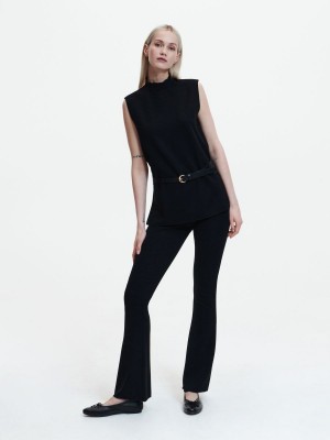 Reserved Jersey flare trousers Čierne | 06429RBVF