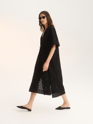 Reserved Longline openwork tunic Čierne | 09132VCMO