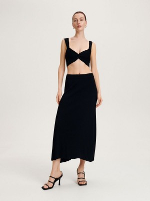 Reserved Midi skirt Čierne | 42609GWXV
