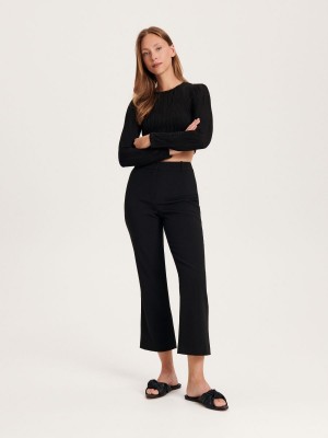 Reserved Plain trousers Čierne | 60237CVDG