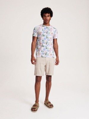 Reserved Regular fit T-shirt with print Biele | 03625YDNO