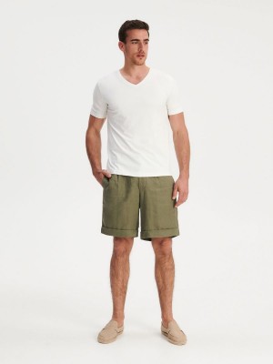 Reserved Regular fit V neck T-shirt Biele | 28561CIJP