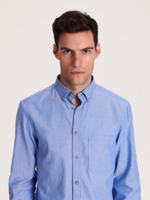 Reserved Regular fit plain shirt Modre | 95340NDBP
