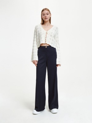 Reserved Siroke Topanky leg trousers Námornícka Modrá | 16408LNSB