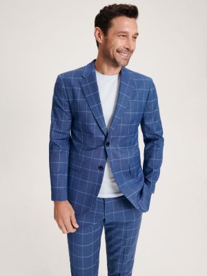 Reserved Slim fit check blazer Námornícka Modrá | 83125KNVQ