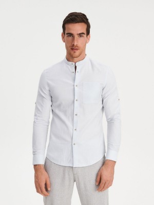 Reserved Slim fit shirt with stand up collar Modre | 28530BKFH