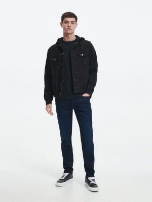 Reserved Slim jeans with wash effect Námornícka Modrá | 53801IPSK