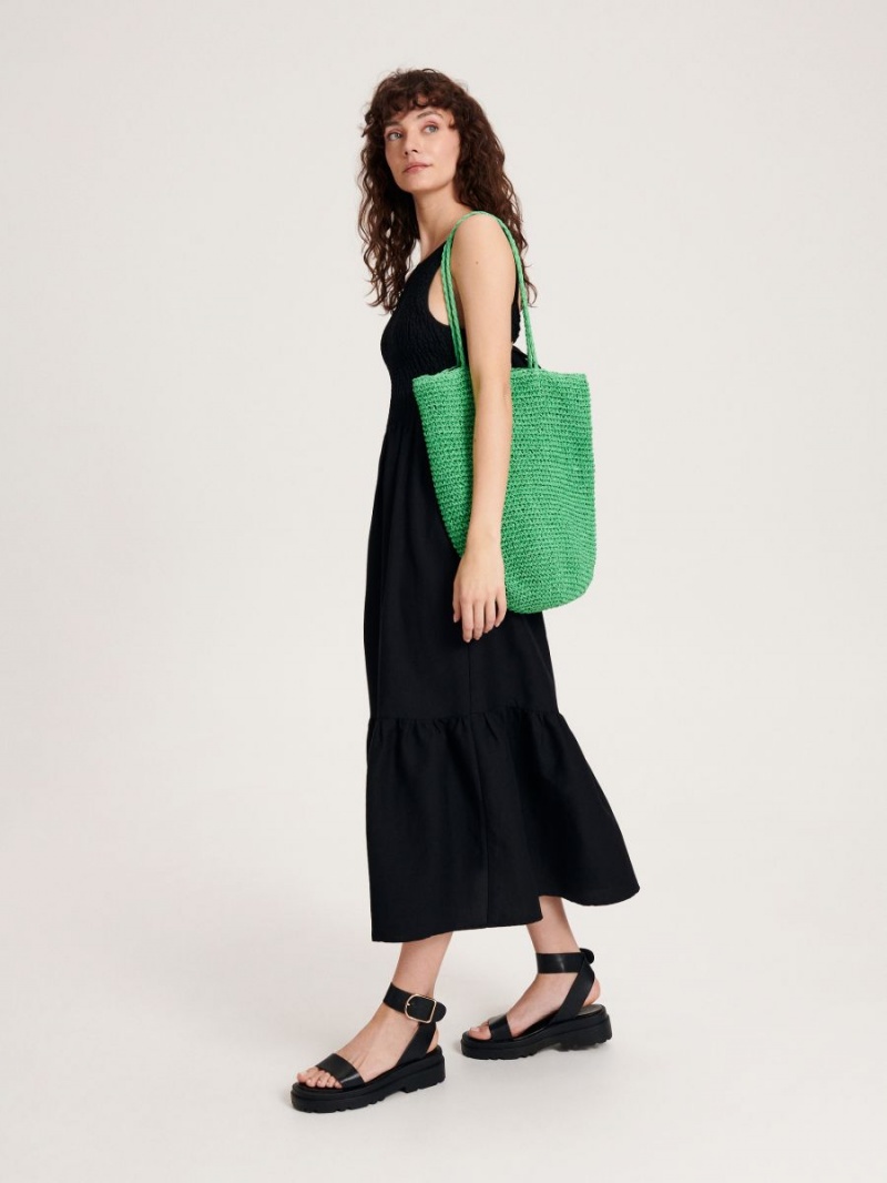 Reserved Bavlnene maxi dress Čierne | 34795TDIJ