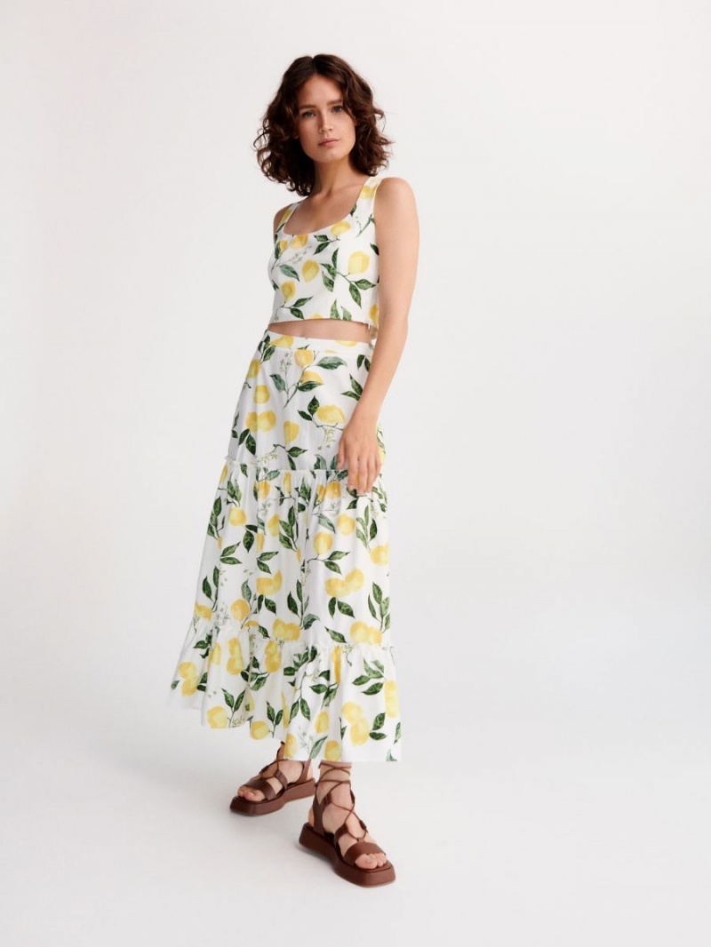 Reserved Bavlnene maxi skirt Viacfarebný | 60417VLTN