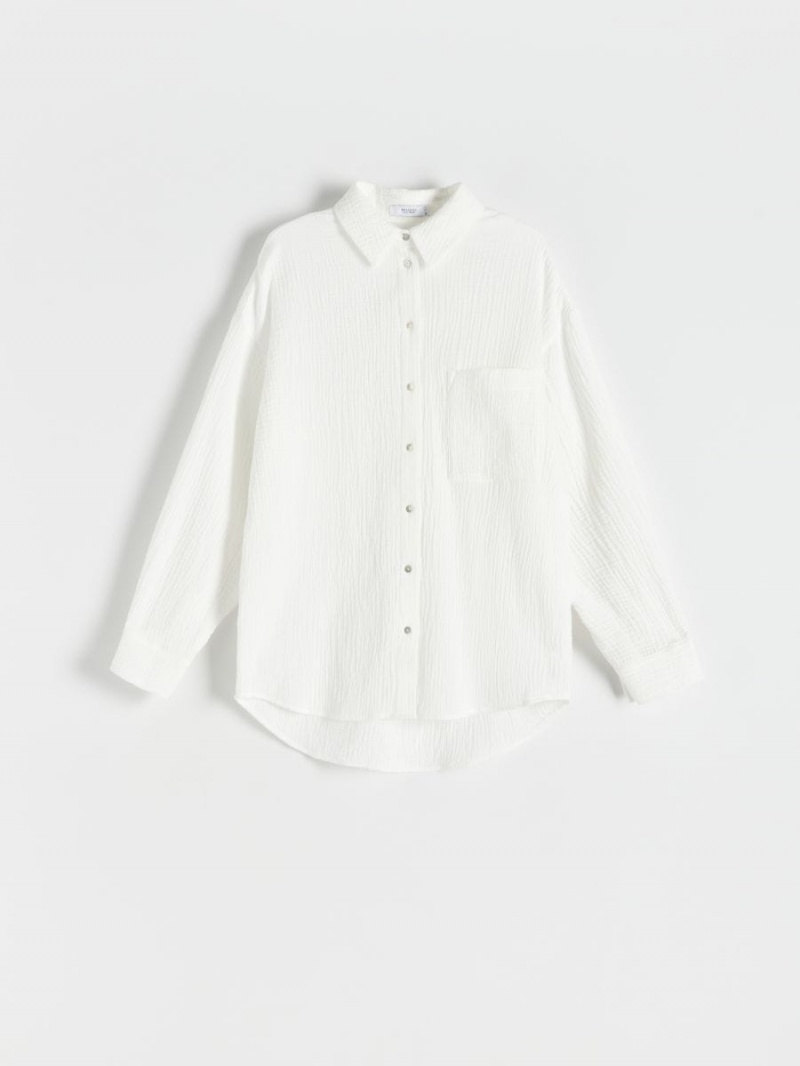 Reserved Bavlnene shirt Biele | 47801HJDR