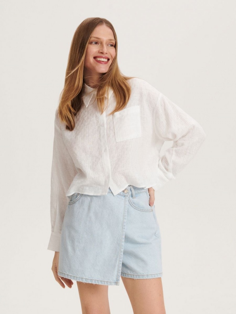 Reserved Bavlnene shirt Ivory | 25146LYBV