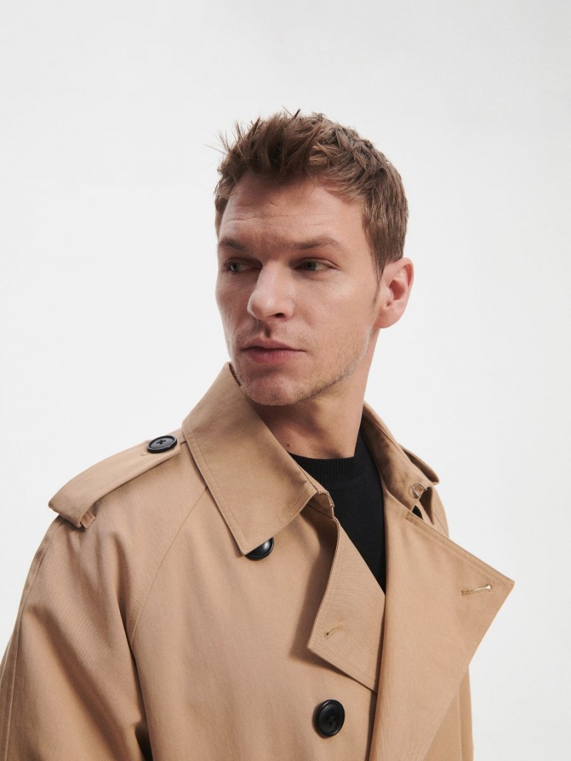 Reserved Bavlnene trench coat Béžové | 56139OVIE