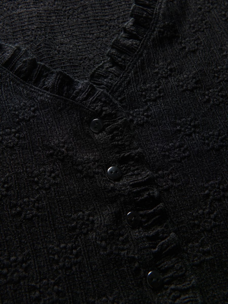 Reserved Blouse with embossed pattern Čierne | 84769JFOP