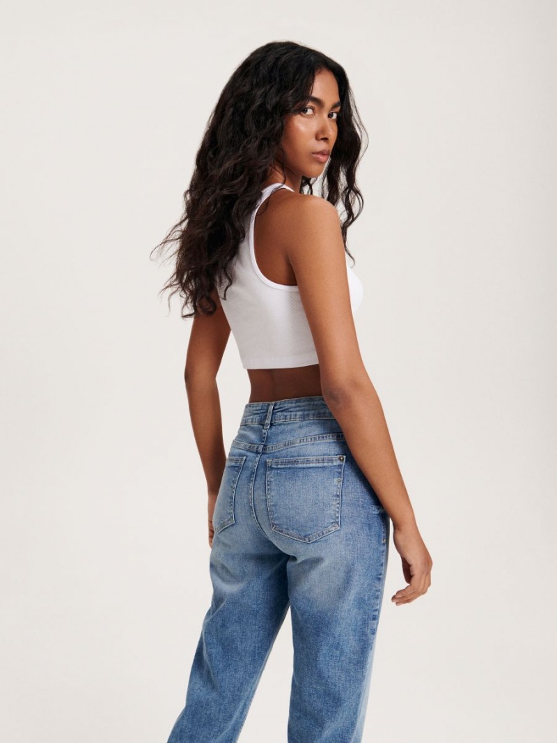 Reserved Boyfriend slim jeans Modre | 01945WMLF