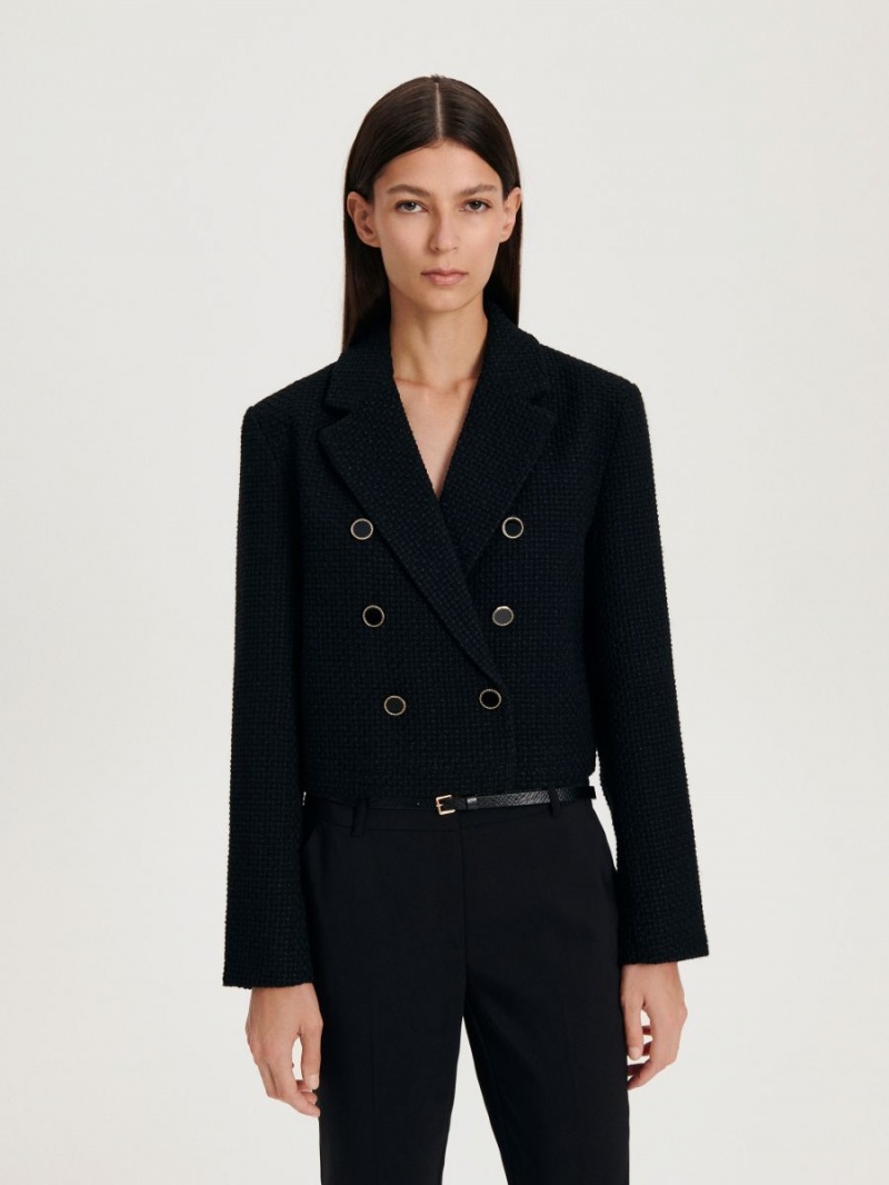 Reserved Cigarette trousers with belt Čierne | 39758CQAD