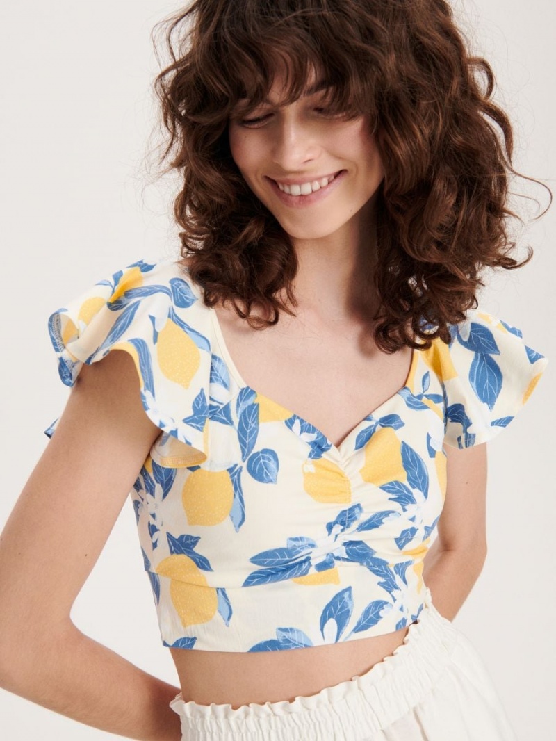 Reserved Crop top with peplum hem Viacfarebný | 70513EDKR