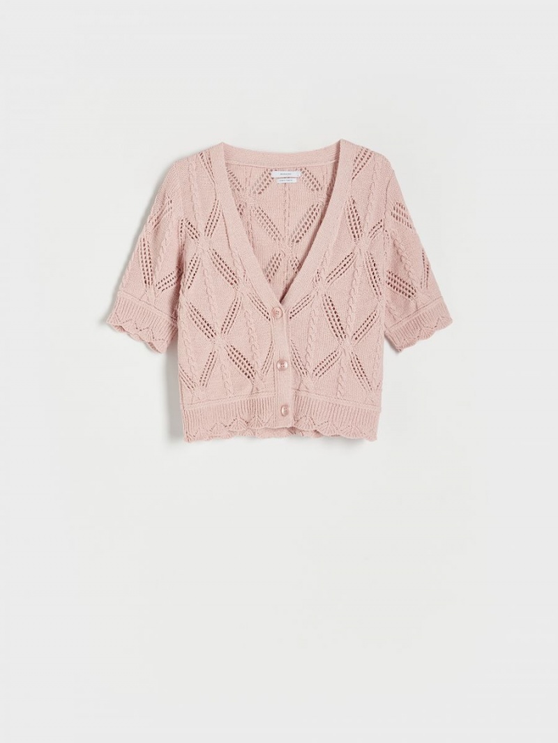 Reserved Cropped cardigan Ruzove | 96425MAGP