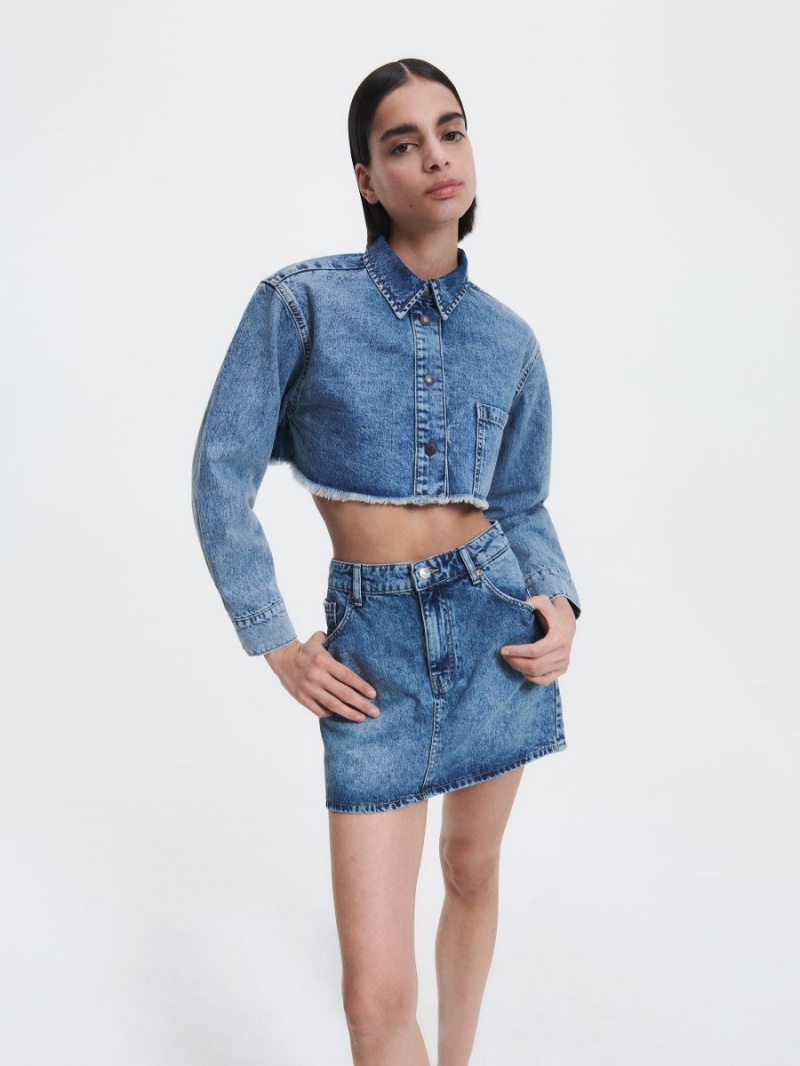 Reserved Denim skirt Modre | 52309DTAH