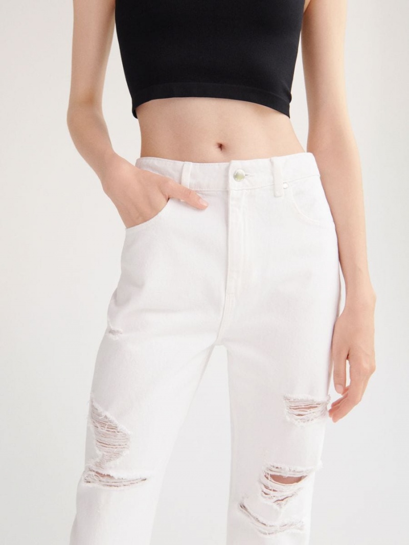 Reserved Distressed mom fit jeans Biele | 24709SEBM