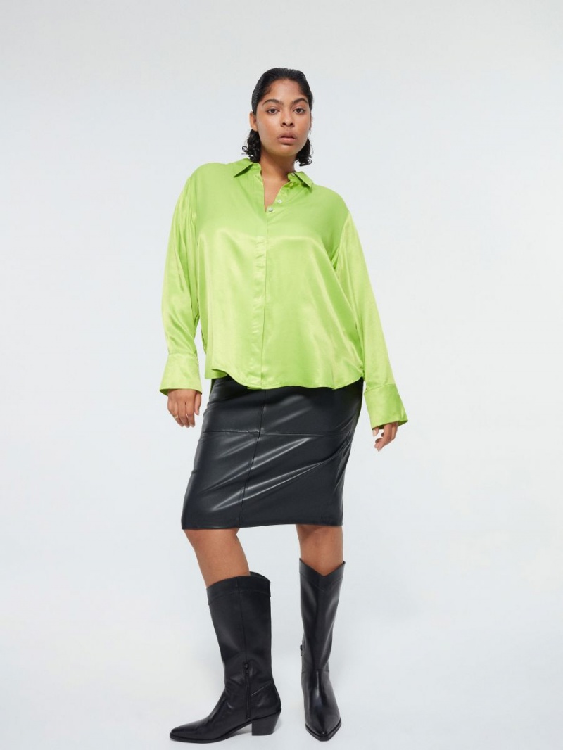 Reserved Faux leather midi skirt Čierne | 34802RSEW