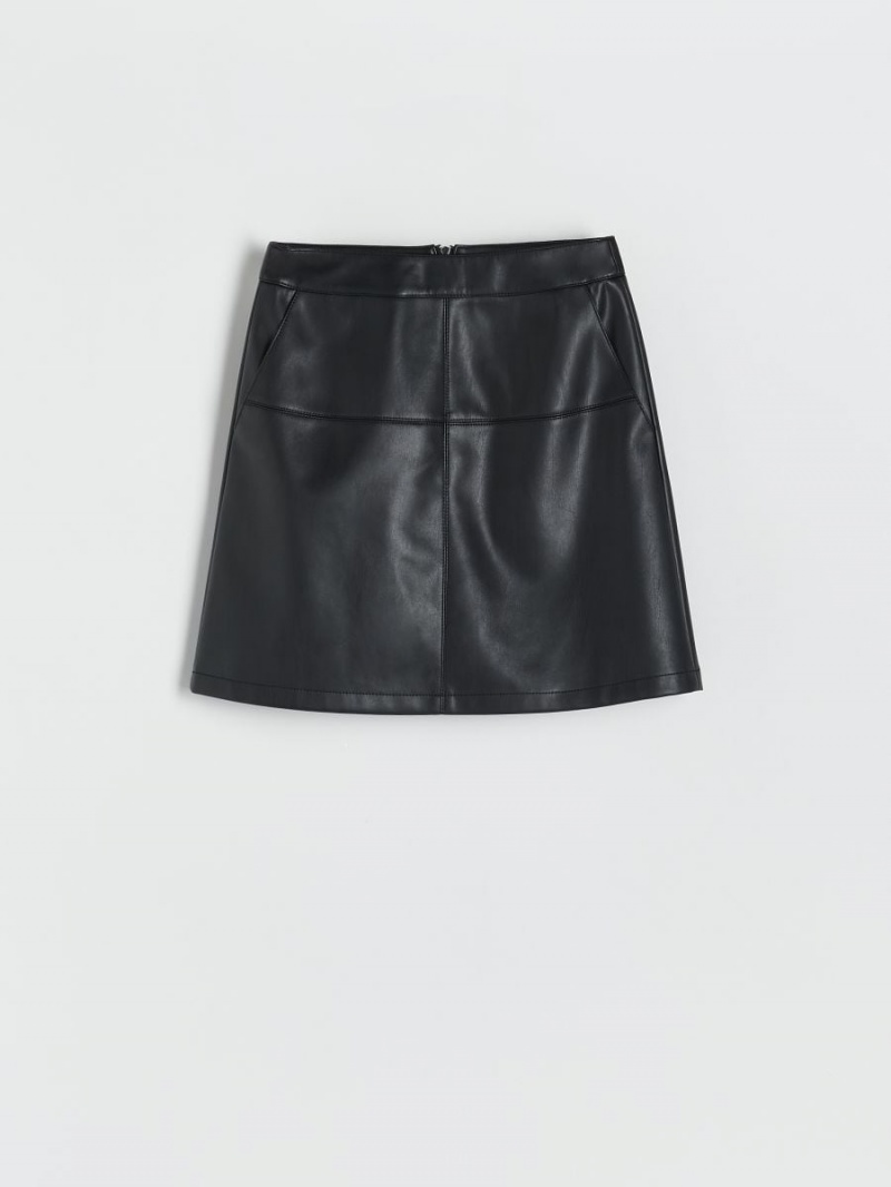 Reserved Faux leather skirt Čierne | 38697LEUH