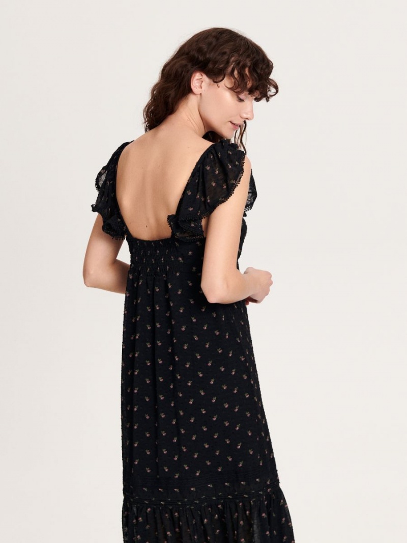 Reserved Frilled dress Čierne | 20691UAOF