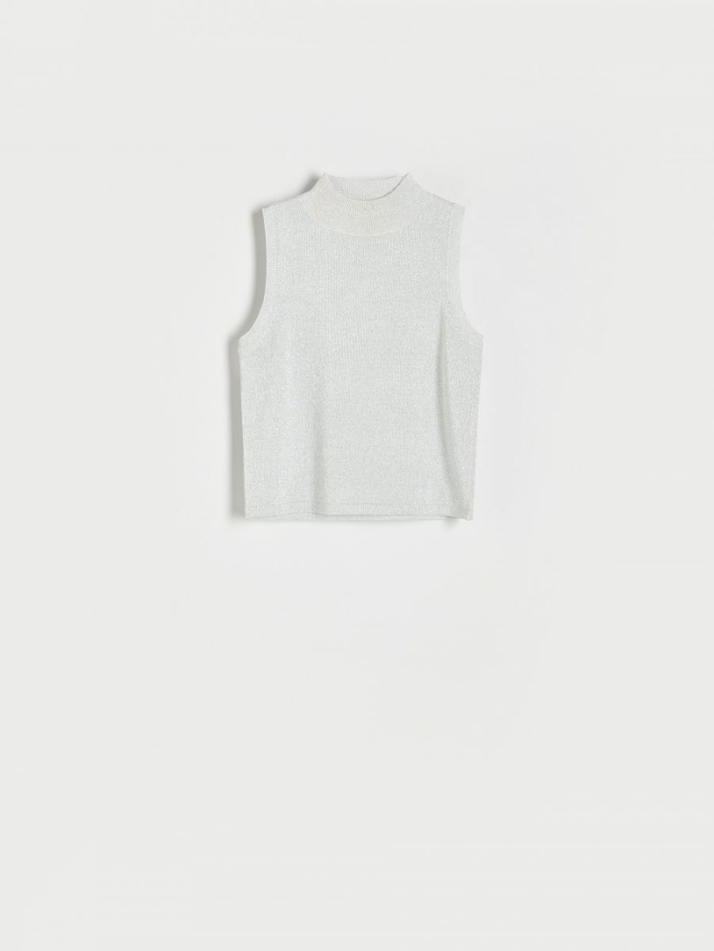 Reserved Glittering jersey top Svetlo Siva | 03976JELV