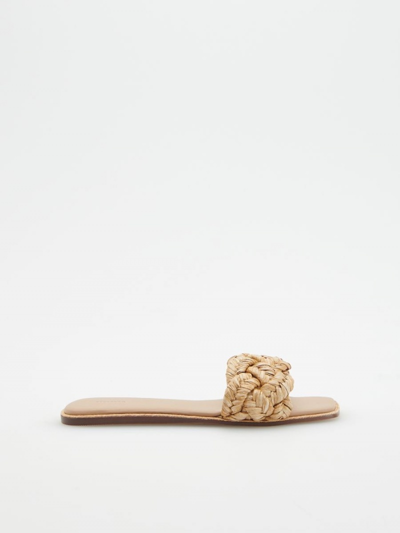 Reserved High heel slides with woven vamp Béžové | 86701GPSV