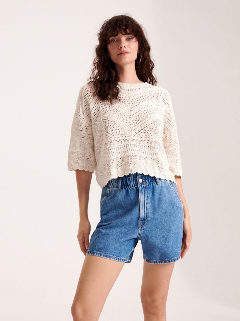 Reserved High waist denim shorts Modre | 29056UCKL
