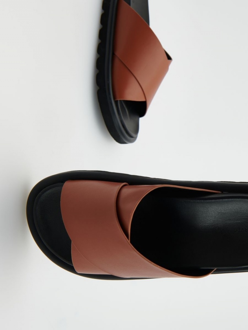 Reserved Imitation leather slippers Hnede | 26573WXPV