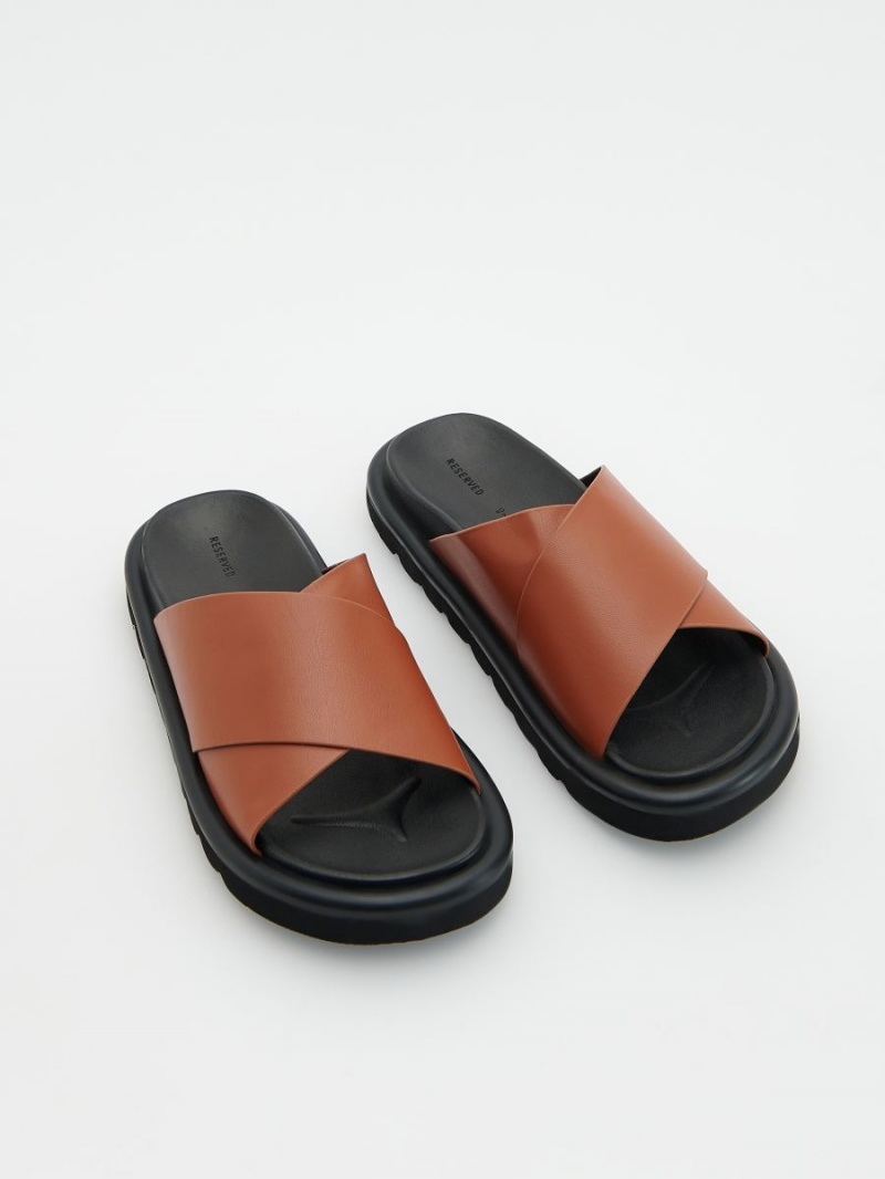 Reserved Imitation leather slippers Hnede | 06931DEHQ