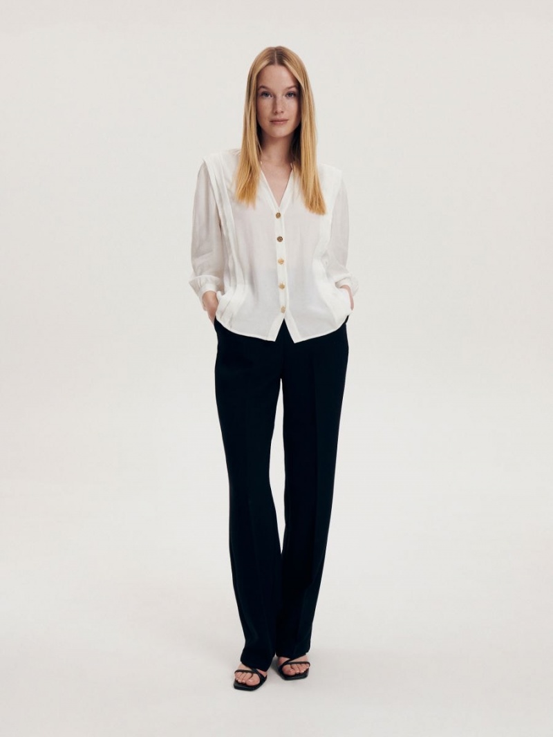 Reserved LADIES` SHIRT Ivory | 94752JNZP