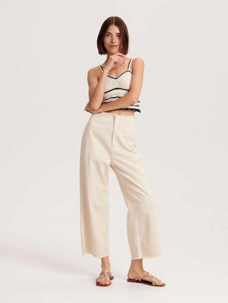 Reserved LADIES` TROUSERS Béžové | 84259DTHI