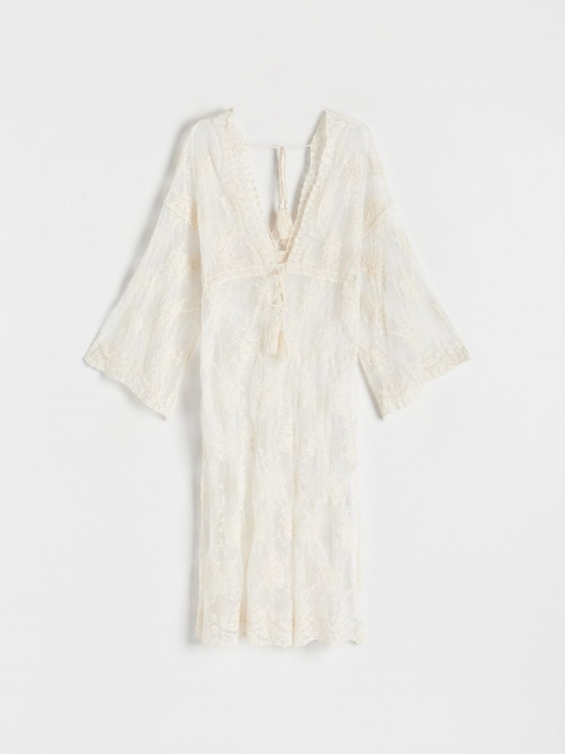 Reserved Ladies` poncho Kość Słoniowa | 63059KFGD