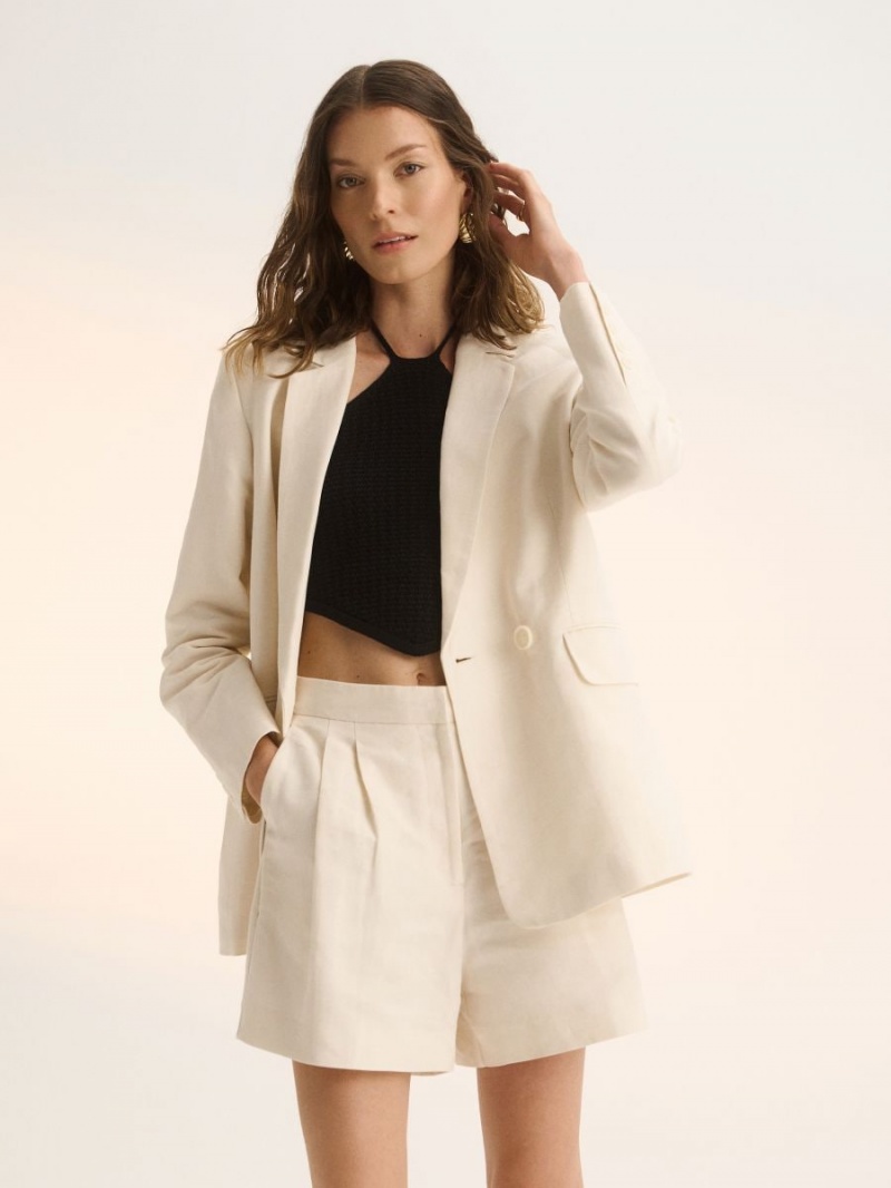 Reserved Linen blend shorts Ivory | 37120EJNU