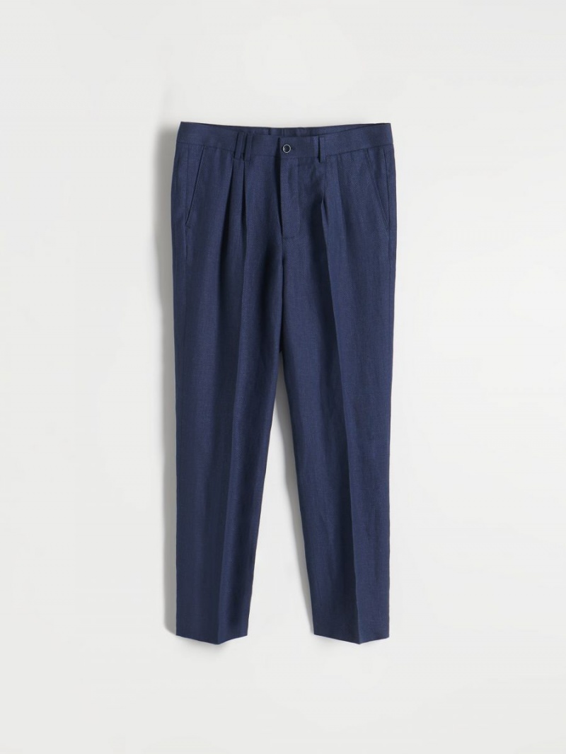 Reserved Linen rich carrot trousers Námornícka Modrá | 54907EZGL