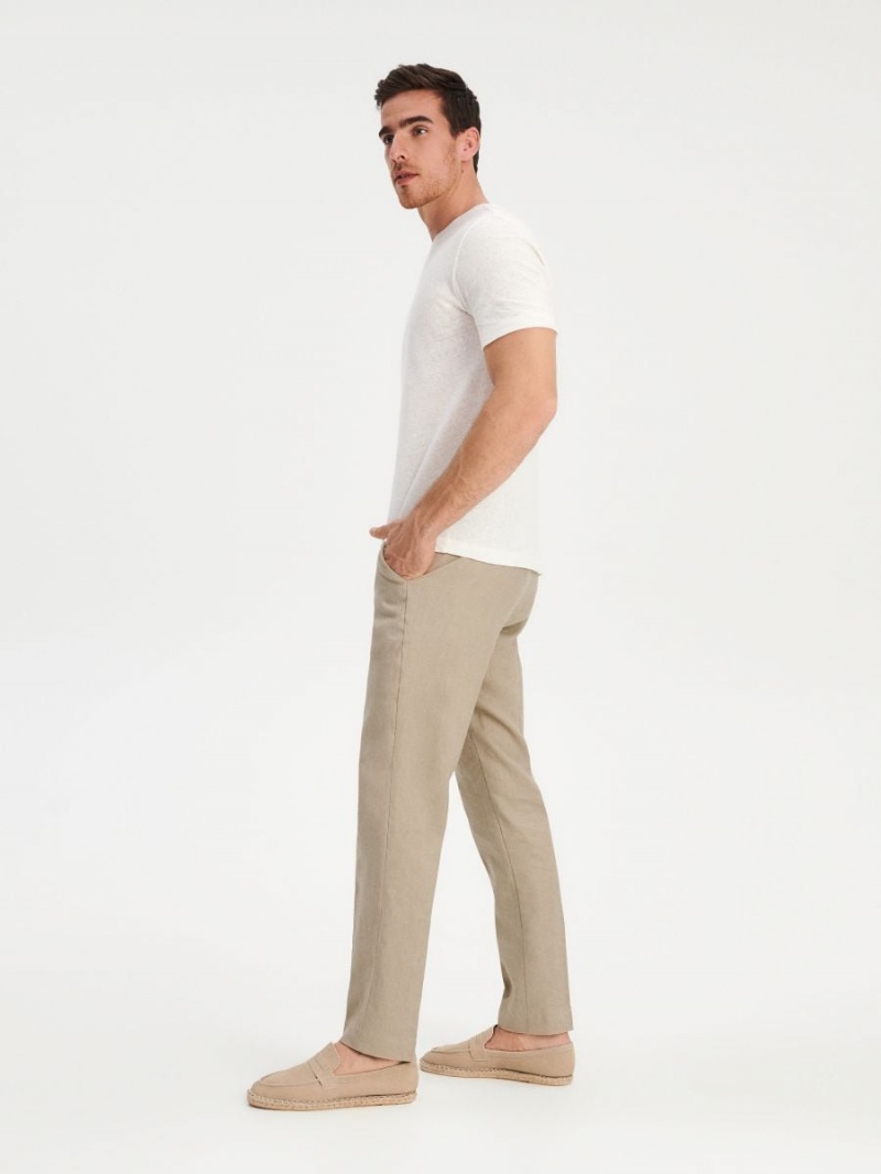 Reserved Linen suit trousers Béžové | 86542MUZG
