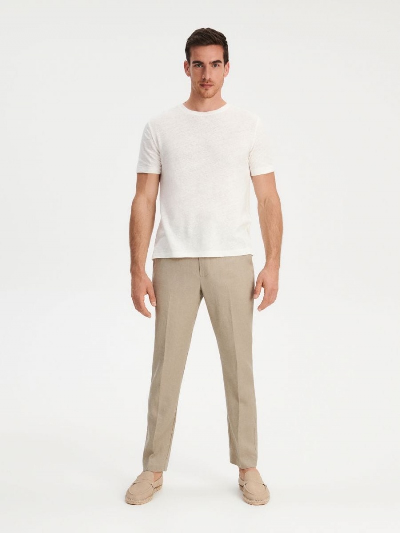 Reserved Linen suit trousers Béžové | 86542MUZG