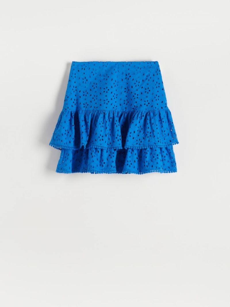 Reserved Mini skirt with ruffles Modre | 47182NBAV
