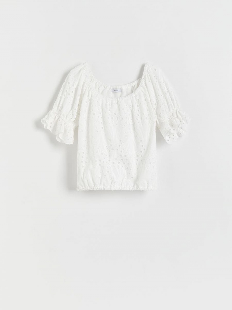 Reserved Openwork blouse Biele | 85690KCPF