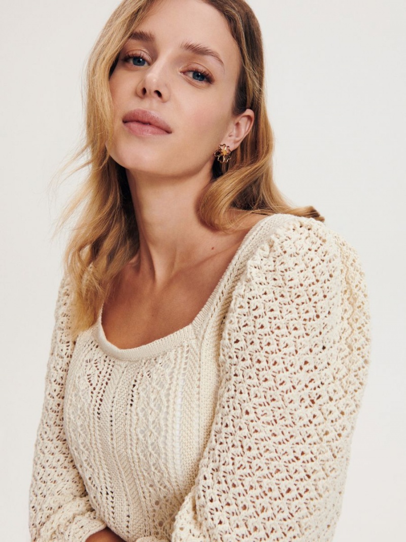 Reserved Openwork blouse Ivory | 93704EPZT