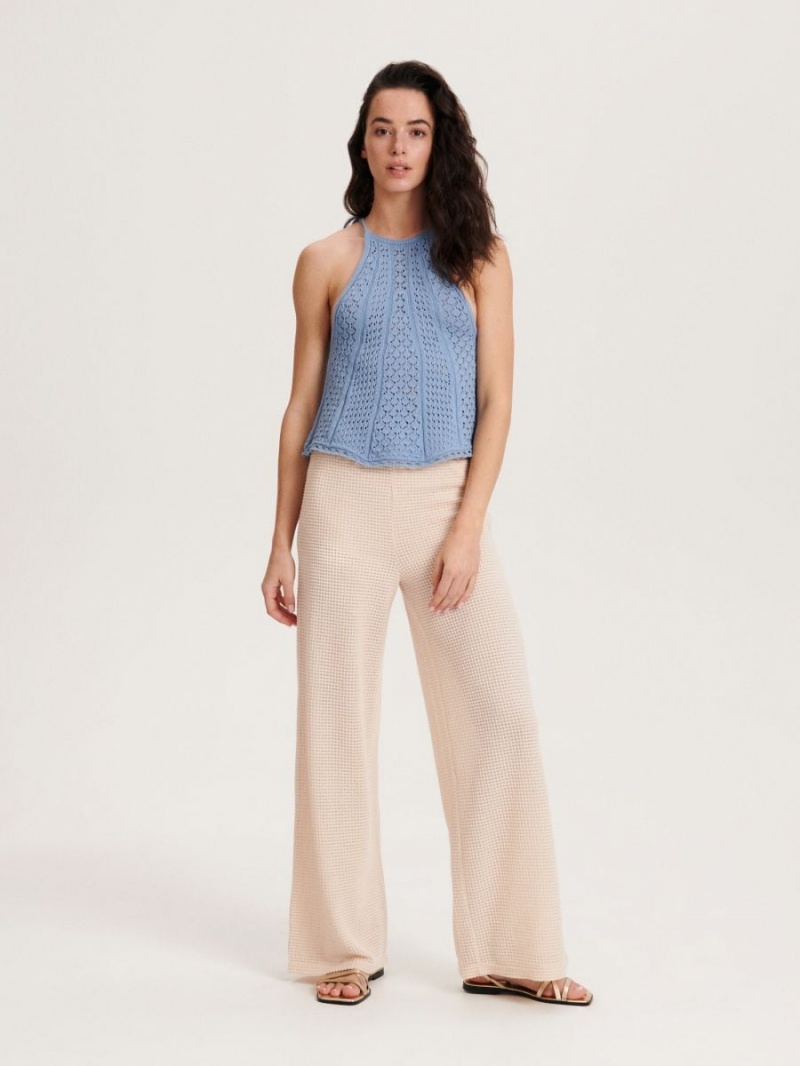 Reserved Openwork blouse Modre | 07324BGJA