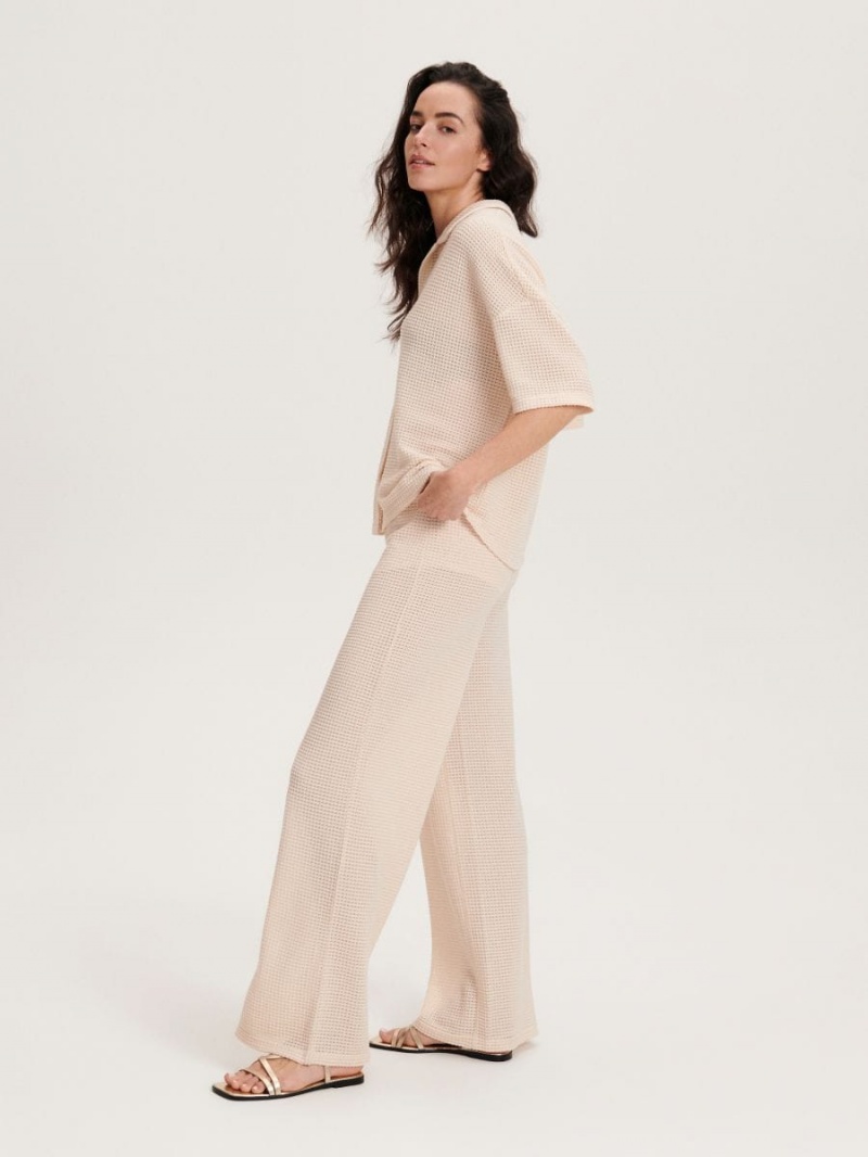 Reserved Openwork trousers Béžové | 57846MLVF