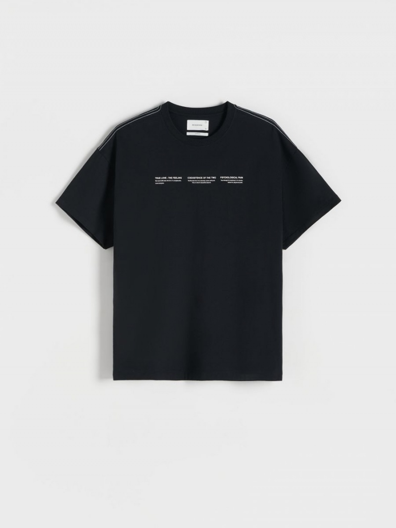 Reserved Oversize t-shirt Čierne | 42960SAVJ