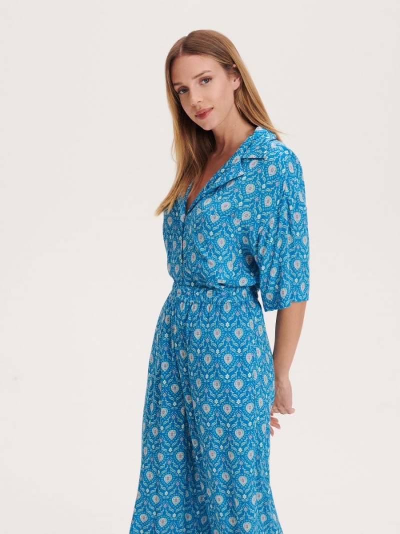 Reserved Patterned trousers Modre | 70459HWZD